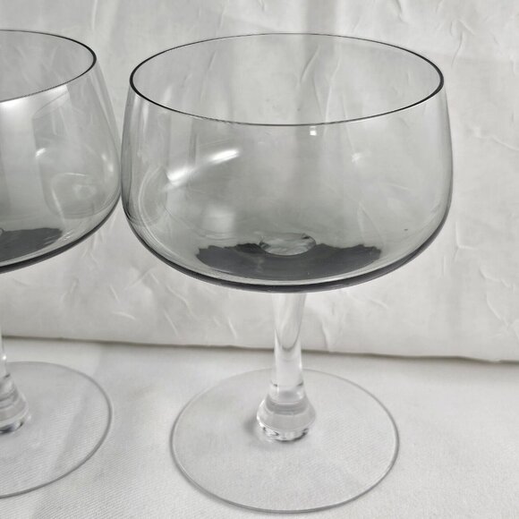 Fostoria  Glamour Gray Champagne Coupes 5" set-2 dessert glasses MCM minimalist - Picture 5 of 10